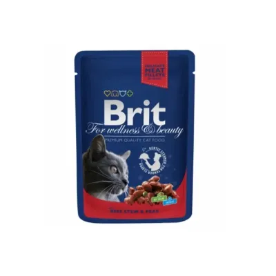 Консерви Brit Premium Cat pouch з тушкованою яловичиною та горошком 100 г (100270 /505982)