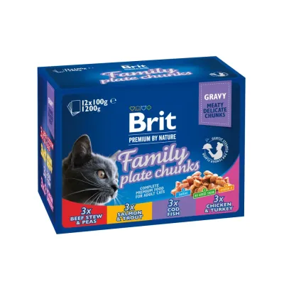 Консервы для кошек Brit Premium Cat pouch семейная тарелка из 4-х вкусов 1200 г (100278 /506255)