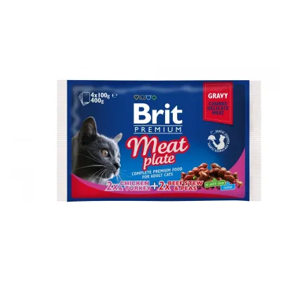 Вологий корм для кішок Brit Premium Cat pouch м'ясна тарілка 400 г (100277 /506262)