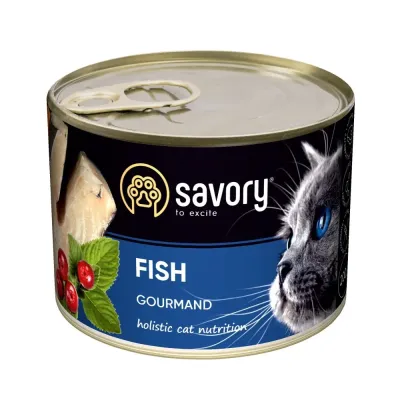 Вологий корм для кішок Savory Cat Can Adult з рибою 200 г (30648)