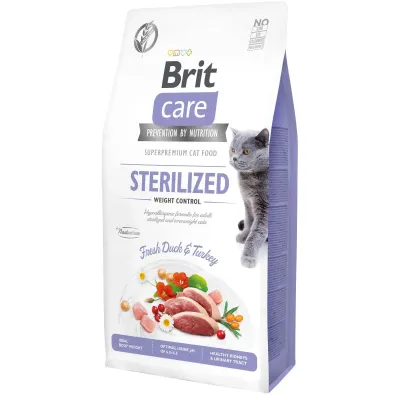 Корм для стерилізованих кішок із зайвою вагою Brit Care Sterilized Weight Control з качкою та індичкою 7 кг (171293/0785)
