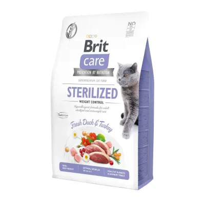 Корм для стерилізованих кішок із зайвою вагою Brit Care Sterilized Weight Control з качкою та індичкою 2 кг (171294/0792)