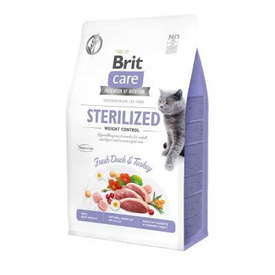 Корм для стерилізованих кішок із зайвою вагою Brit Care Sterilized Weight Control з качкою та індичкою 400 г (171295/0808)