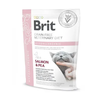 Корм для кішок з харчовою алергією Brit Veterinary Diet Hypoallergenic з лососем 0.4 кг (170961/528387)