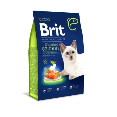 Корм для стерилизованных кошек Brit Premium by Nature Cat Sterilized Salmon с лососем 8 кг (171872)