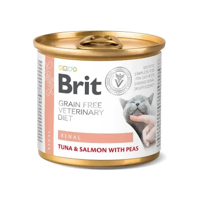 Влажный корм для кошек Brit Veterinary Diet Renal хроническая почечная недостаточность с тунцом и лососем 200 г (100714/9870)