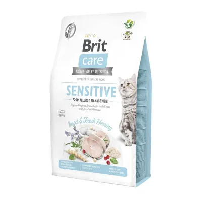 Сухой корм для кошек c чувствительным пищеварением Brit Care Cat GF Insect с рыбой и насекомыми 2 кг (171963)