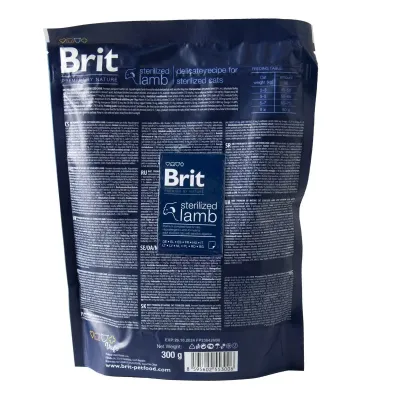 Сухий корм для стеліризованих кішок Brit Premium by Nature Cat Sterilized з ягнятком 300 г (171847)