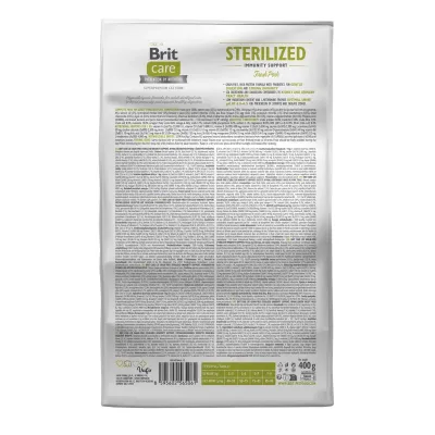 Сухий корм для стерилізованих кішок Brit Care Cat Grain Free Sterilized Immunity Support зі свининою 400 г (172544)