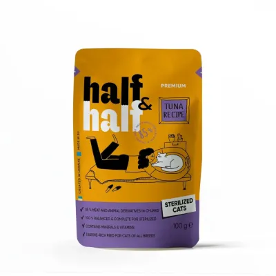 Вологий корм для стерилізованих кішок Half&Half Sterilized pouch 100 г зі шматочками тунця в соусі (20888)