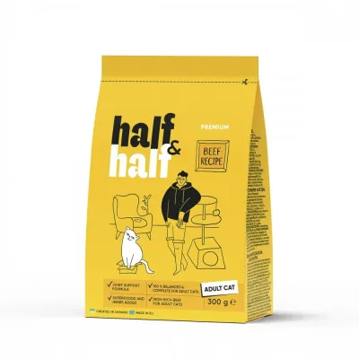 Сухий корм для кішок Half&Half Adult 300 г з яловичиною
