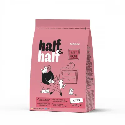 Сухой корм для котят Half&Half Kitten 300 г с говядиной (20925)