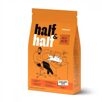 Сухой корм для кошек Half&Half Sterilized 8 кг с говядиной (20819)