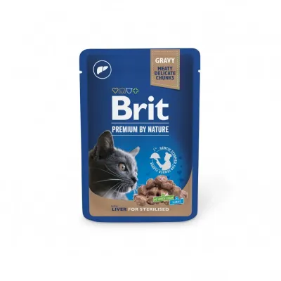 Влажный корм для стерилизованных котов Brit Premium Sterilised pouch с печенью в желе 100 г (111832)