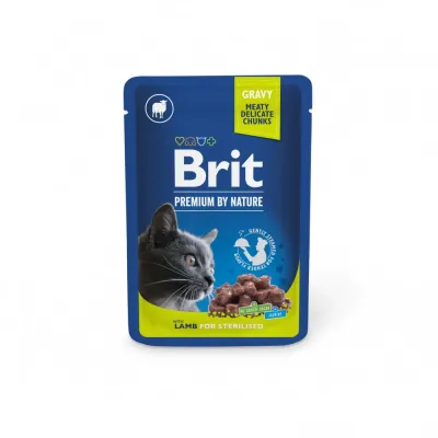Влажный корм Brit Premium Sterilised pouch для стерилизованных котов с ягненком в желе 100 г (111831) (12898)
