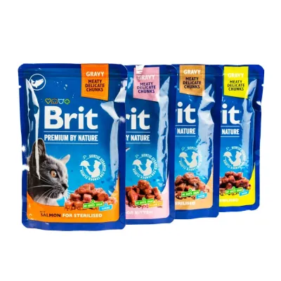 Влажный корм для стерилизованных котов Brit Premium Sterilised pouch ассорти из 4 вкусов 12 шт 100 г (111834) Влажный корм для стерилизованных котов Brit Premium Sterilised pouch ассорти из 4 вкусов 12 шт 100 г (111834)