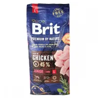 Сухой корм для щенков и молодых собак крупных пород Brit Premium Junior L с курицей 15 кг (170824/6437)