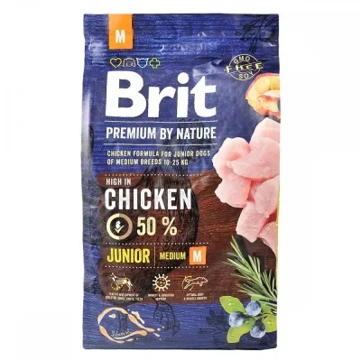 Сухий корм для цуценят та молодих собак середніх порід Brit Premium Junior M з куркою 3 кг (170813/6321) Сухий корм для цуценят та молодих собак середніх порід Brit Premium Junior M з куркою 3 кг (170813/6321)