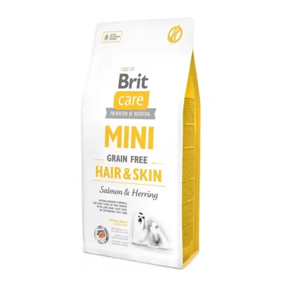 Сухий корм для дорослих собак мініатюрних порід Brit Care GF Mini Hair & Skin з лососем 7 кг (170784/0244)