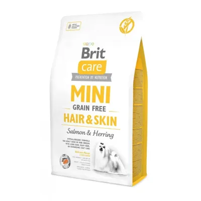 Сухой корм для взрослых собак миниатюрных пород Brit Care GF Mini Hair & Skin лосось та оселедець 2 кг (170782/0220)