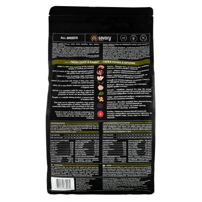 Корм для собак всех пород Savory Fresh Duck & Rabbit с уткой и кроликом 1 кг (30167) Корм для собак всех пород Savory Fresh Duck & Rabbit с уткой и кроликом 1 кг (30167)