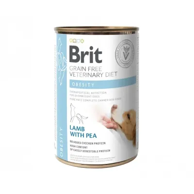 Вологий корм для собак Brit Vet Diets Obesity з ожирінням з ягнятком та горохом 400 г (100283/6115)
