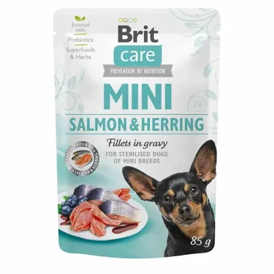 Вологий корм для собак Brit Care Mini pouch з лососем та оселедцем 85 г (100219/4449/100914) Вологий корм для собак Brit Care Mini pouch з лососем та оселедцем 85 г (100219/4449/100914)