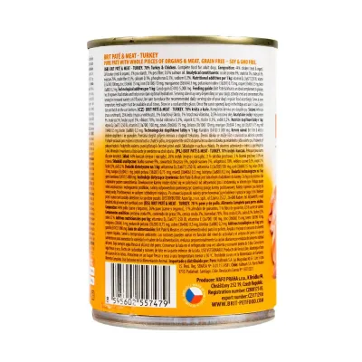 Влажный корм для собак Brit Pate & Meat Turkey с курицей и индейкой 400 г (100865/100074/0298)