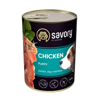 Влажный корм для щенков всех пород Savory с курицей 400 г (30556)