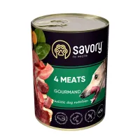 Вологий корм для дорослих собак усіх порід Savory з чотирма видами м'яса 400 г (30396)