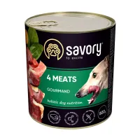 Вологий корм для дорослих собак усіх порід Savory з чотирма видами м'яса 800 г (30402)