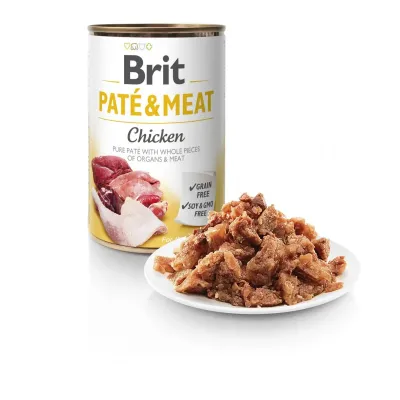 Вологий корм для собак Brit Pate & Meat Chicken з куркою та яловичиною 400 г (100859/100073/0281) Вологий корм для собак Brit Pate & Meat Chicken з куркою та яловичиною 400 г (100859/100073/0281)