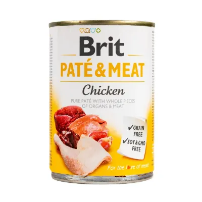 Вологий корм для собак Brit Pate & Meat Chicken з куркою та яловичиною 400 г (100859/100073/0281) Вологий корм для собак Brit Pate & Meat Chicken з куркою та яловичиною 400 г (100859/100073/0281)