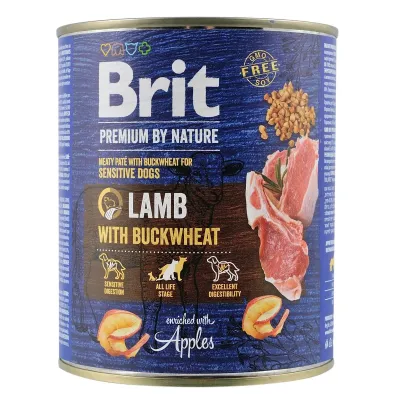 Корм для собак Brit Premium By Nature Lamb with Buckwheat с ягненком и гречкой 800 г (100416/8638)