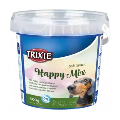 М'які ласощі для собак Trixie Soft Happy Mix з куркою ягнятком і лососем 500 г (31495)