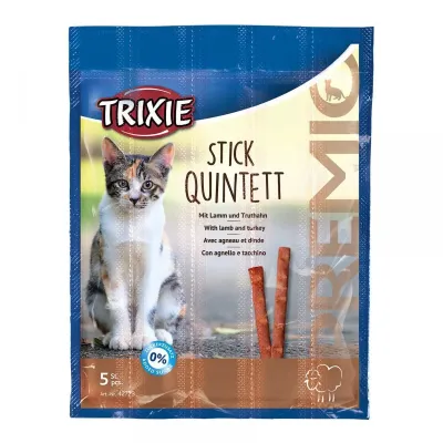 Ласощі для кішок Trixie Premio Quadro-Sticks палички з ягнятком та індичкою 25 г 5 шт (42723)