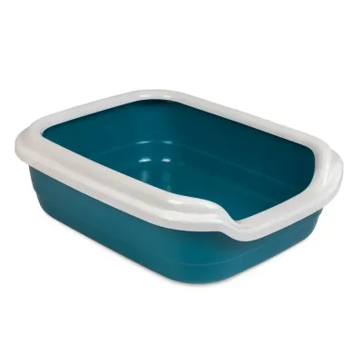 Туалет для кошек с бортиком Природа Comfort L 39x49x15 см Сине-белый (PR241741)