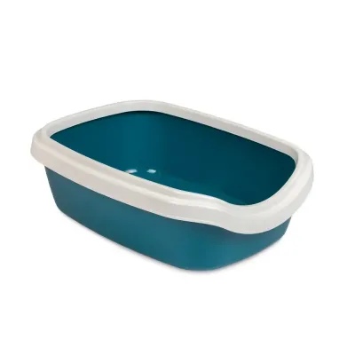 Туалет для кішок з бортиком Природа Comfort М 41х30х13,5 см Синьо-білий (PR241738)