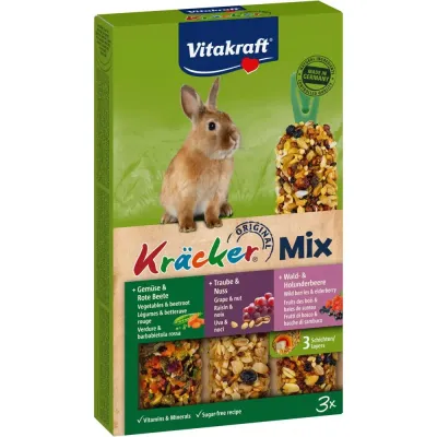Лакомство для кроликов Vitakraft Kracker с овощами орехами и ягодами 168 г 3 шт (25227)