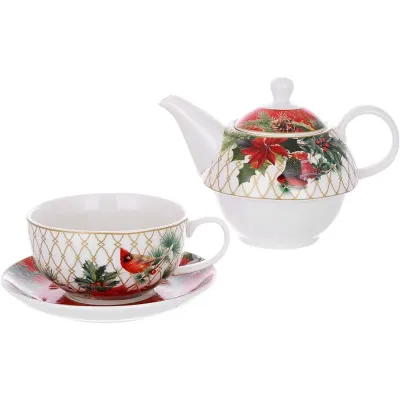 Набор чайный BonaDi Christmas заварник с чашкой Разноцветный DP230970