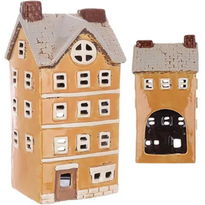 Інтер'єрний свічник BonaDi Old Town House N4 11х9х22 см Помаранчевий (DP231210)