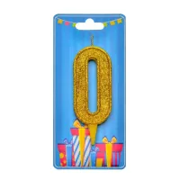 Свічка для торта Party 8008-0001 Цифра 0 15 см Золотистий (64160) Свічка для торта Party 8008-0001 Цифра 0 15 см Золотистий (64160)