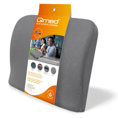Бамбуковая подушка для кресла Qmed Seat Back Cushion 2в1 37х34 см Серый