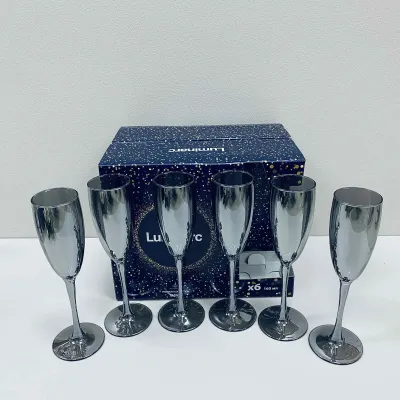 Набір келихів для шампанського Luminarc Delice J9399/2 6 шт 160 мл Graphite Набір келихів для шампанського Luminarc Delice J9399/2 6 шт 160 мл Graphite