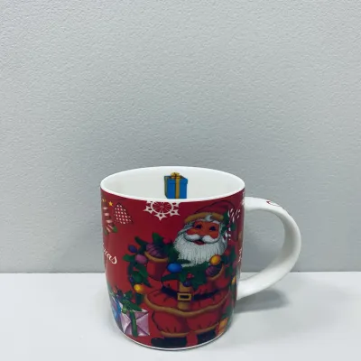 Чашка фарфоровая Stenson R96411 Merry Christmas Мишка 360 мл
