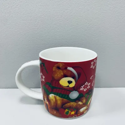 Чашка фарфоровая Stenson R96411 Merry Christmas Мишка 360 мл