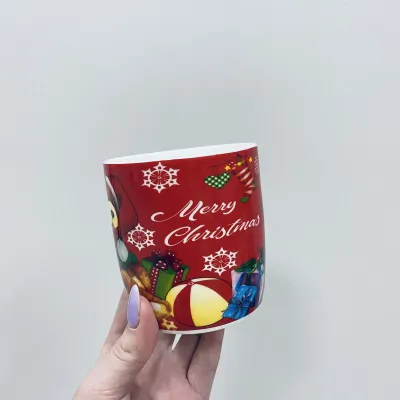 Чашка фарфоровая Stenson R96411 Merry Christmas Мишка 360 мл