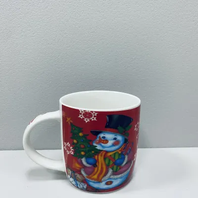 Чашка порцелянова Stenson R96411 Merry Christmas Сніговичок  360 мл