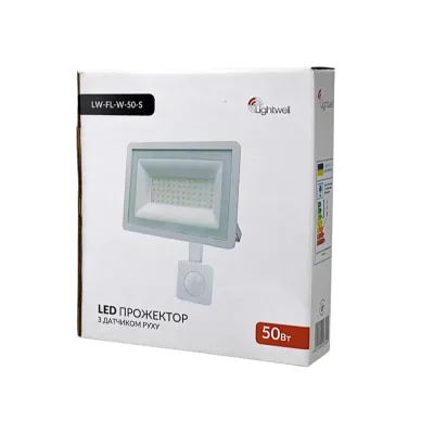 Прожектор светодиодный с датчиком движения Lightwell LW-FL-W-50-S 50 W 295923 Прожектор светодиодный с датчиком движения Lightwell LW-FL-W-50-S 50 W 295923