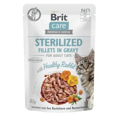 Вологий корм для кішок Brit Care Cat Sterilized із кроликом у соусі 85 г (101050)